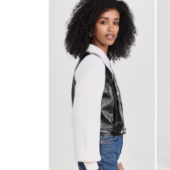 NEW WITH TAGS Cinq a Sept Knit Sleeve Ciara Jacket/XXS/XS Black& ivory - Picture 3 of 16